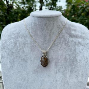 Gerçek Doğal Taş Kolye - 925 Ayar Gümüş Kolye (Bronzit) - Görsel 3