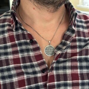 925 Ayar Katı Gümüş Kolye, Erkek Kolyesi, İslami Kolye, El Yapımı Müslüman Kolye, Kur'an Kolyesi, Ayet-el Kürsi Kolyesi - Görsel 2