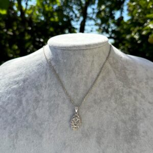 925 Ayar Gümüş Hamsa Kolye Ucu - David Yıldızı Tasarımı ile El Yapımı Kolye - Görsel 3