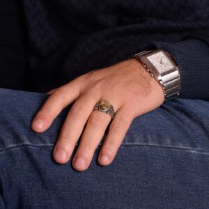 Gerçek Doğal Arizona Turkuaz Taş Yüzük, 925 Ayar Gümüş Erkek Yüzük (Stil-3) - Görsel 3