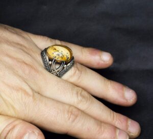 El Yapımı Sterlin Gümüş Erkek Yüzük | Doğal Resim Jasper Taşı | Topraklama ve Stabilite Tasarımı - Görsel 5