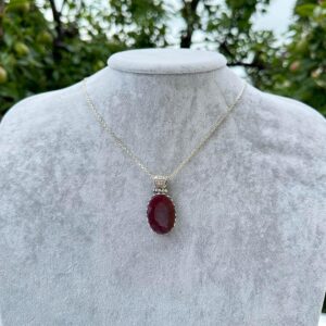 Gerçek Doğal Taş Kolye - 925 Ayar Gümüş Kolye (Yakut) - Görsel 3