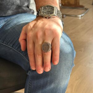 David Star Yüzüğü, Süleyman Erkek Yüzüğü, Kabbala Yüzüğü, 925 Ayar Gümüş Yüzük - Görsel 2