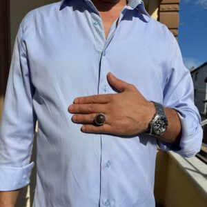 Gerçek Doğal Taş El Yapımı Yüzük - 925 Ayar Gümüş Yüzük (Petersite) - Görsel 3