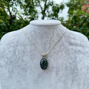 Gerçek Doğal Taş Kolye - 925 Ayar Gümüş Kolye (Moss Agate) - Görsel 3