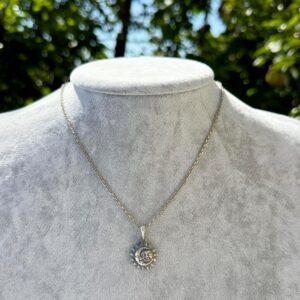 925 Ayar Gümüş Güneş ve Ay Kolye Ucu - El Yapımı Uyum ve Denge Sembolü - Görsel 3