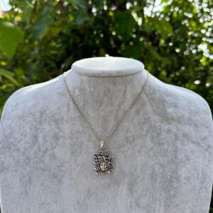 925 Ayar Gümüş Medusa Kolye, Mitolojik Gorgon Kolye, El Yapımı Gümüş Takı - Görsel 4