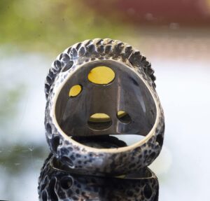 Doğal Baltık Kehribar Taşlı Yüzük Ham Taş Gerçek Doğal Taş Organik Kehribar 925 Ayar Gümüş Erkek Yüzüğü Leo Doğum Taşı Astrolojik Takı El Yapımı Takı Erkek Yüzük Hediyesi - Görsel 8