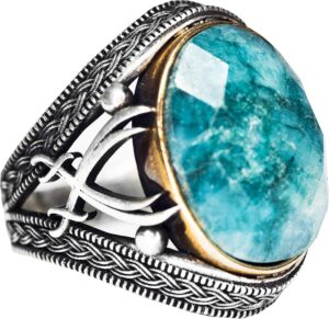 Kılıç Yüzüğü, 925 Ayar Gümüş Yüzük, Doğal Zümrüt Taşlı Yüzük - Görsel 1