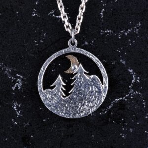 Sterling Gümüş Orman Kolye, Hilal Ay Tasarımı, El Yapımı Takı - Görsel 4