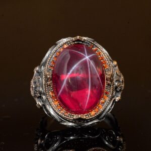 Gerçek Doğal Yıldız Yakut Taşlı Yüzük, Doğum Taşı Yüzüğü, 925 Ayar Gümüş Yüzük - Görsel 6