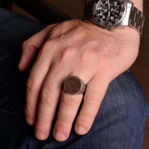 David Yıldızı Yüzüğü, Süleyman Yüzüğü, Şık Yüzük, 925 Ayar Gümüş Erkek Yüzüğü (Özelleştirilebilir) - Görsel 7