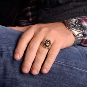 925 Ayar Gümüş Yüzük , Altın Kaplama- Sembol Yüzükler - Erkek Yüzükleri (Terazi) - Görsel 3