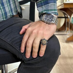 925 Ayar Gümüş Erkek Yüzük, Zirkon Taşlı - David Yıldızı ve Süleyman Mühürü Tasarımlı Yüzük (Mavi Zirkon) - Görsel 3