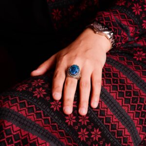 Erkekler için Gümüş Yüzük, Gerçek Doğal Renlendirilmiş İnci Taş Yüzük - Görsel 3