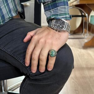 Gerçek Doğal Arizona Turkuaz Taş Yüzük, Sterling Gümüş Erkek Yüzüğü - Görsel 3