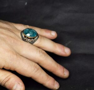 Kılıç Yüzüğü, 925 Ayar Gümüş Yüzük, Doğal Zümrüt Taşlı Yüzük - Görsel 5