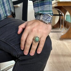 Doğal Arizona Turkuaz Taş Yüzük, Sultan Yüzük, Sterlin Gümüş Yüzük - Görsel 3