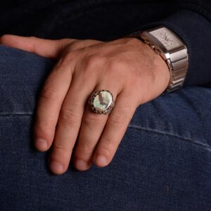 Gerçek Doğal Arizona Turkuaz Taş Yüzük, El Yapımı Takı, 925 Ayar Gümüş Yüzük - Görsel 3