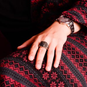 925 Ayar Gümüş Yüzük, Gerçek Doğal Pirit Taşı Yüzük, Kare Şekilli Pirit Yüzük - Görsel 3