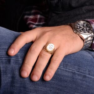 925 Ayar Gümüş Yüzük - Sembol Yüzükler - Erkek Yüzükleri (Hat Sanatı) - Görsel 3