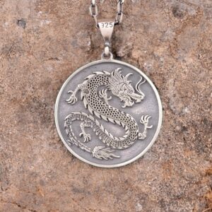 925 Ayar Katı Gümüş Kolye, Ejderha Gümüş Kolye, Erkekler İçin Ejderha Kolyesi - Görsel 4
