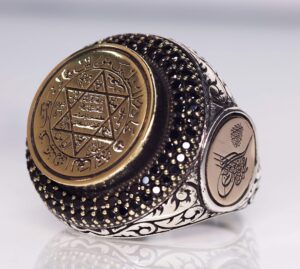 925 Ayar Gümüş Davut Yıldızı Yüzük - Süleyman Mühürü Tasarımı - Görsel 2