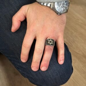 Erkekler için David Yıldızı Yüzüğü, 925 Ayar Gümüş, El Yapımı ve İnce Tasarımlı - Görsel 5