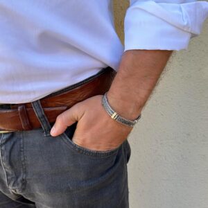 925 Ayar Gümüş Erkek Bilezik El Yapımı Detaylı Tasarım - Görsel 3