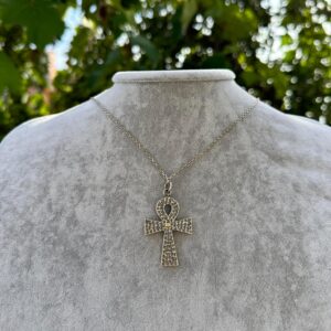 925 Ayar Gümüş Ankh Haçı Kolye, Antik Mısır Hiyeroglifleri ile, Sonsuz Hayat Sembolü Aksesuarı - Görsel 6