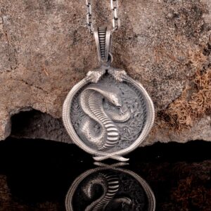 Cobra El Yapımı Erkek Kolye, Yılan Erkek Kolye, 925K Katı Gümüş Kolye Erkekler İçin - Görsel 4