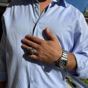 Gerçek Doğal Taş El Yapımı Yüzük - 925 Ayar Gümüş Yüzük (Moss Akik) - Görsel 3