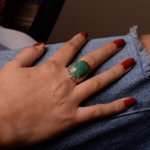 Gerçek Arizona Turkuaz Taş Yüzük, Büyük Yüzük, Çift Taraflı Yüzük, Sterlin Gümüş Yüzük - Görsel 7