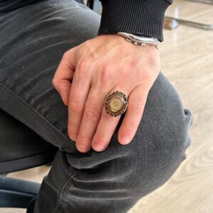 Erkekler için 925 Ayar Gümüş Yüzük, Amber Taşı, İslami Kelime-i Tevhid Yüzük, Müslüman Hediyesi, Dini Yüzük - Görsel 3