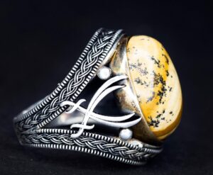 El Yapımı Sterlin Gümüş Erkek Yüzük | Doğal Resim Jasper Taşı | Topraklama ve Stabilite Tasarımı - Görsel 3