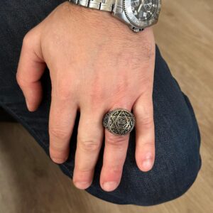 Süleyman Mührü Yüzüğü, Vintage Yüzük, 925 Ayar Gümüş Yüzük Erkekler İçin - Görsel 7