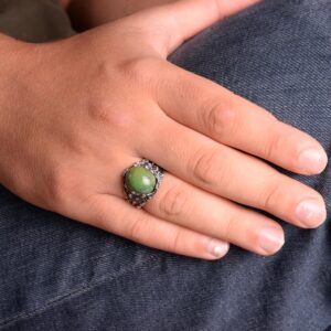 Gerçek Doğal Arizona Turkuaz Taş Yüzük, Erkekler için Hediye, 925 Ayar Gümüş Yüzük, Minimalist Yüzük (Style-12) - Görsel 3