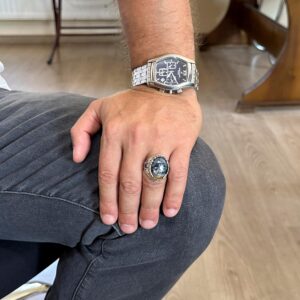 Gerçek Doğal Taş Yüzük - 925 Ayar Gümüş El Yapımı Yüzük (Pietersite) - Görsel 3