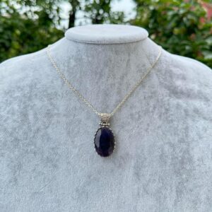 Doğal Taş Kolye - 925 Ayar Gümüş Kolye (Safir) - Görsel 3