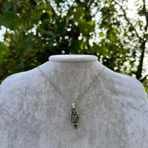 925 Ayar Gümüş Baykuş Kolye Ucu - El Yapımı Bilgelik Sembolü Takı - İnce Detaylar - Baykuş Severler için Hediye - Görsel 5