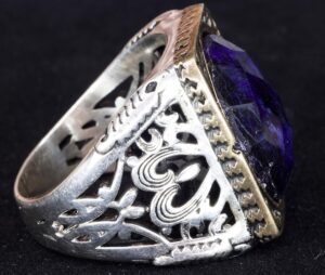 Yapay Lacivert Safir Taş Yüzük, 925 Ayar Gümüş Yüzük - Görsel 4