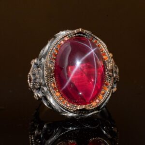 Gerçek Doğal Yıldız Yakut Taşlı Yüzük, Doğum Taşı Yüzüğü, 925 Ayar Gümüş Yüzük - Görsel 5