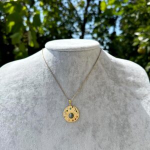 Gerçek Doğal Labradorit Taşlı Kolye - Altın Kaplama Sterlin Gümüş Nazar Boncuğu Kolye - Görsel 3