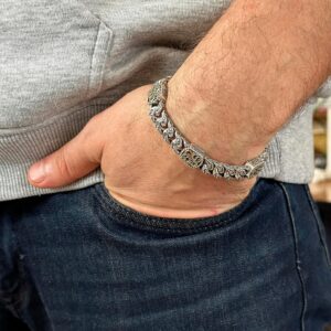 El Yapımı 925 Ayar Gümüş Ağır Bağlantı Zincir Bileklik - Dayanıklı - Görsel 3