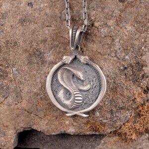 Cobra El Yapımı Erkek Kolye, Yılan Erkek Kolye, 925K Katı Gümüş Kolye Erkekler İçin - Görsel 2