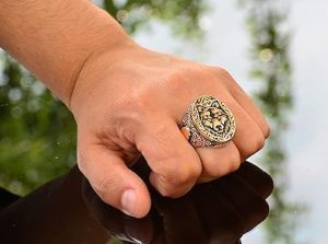 925K Katı Gümüş Erkek Kurt Yüzüğü - Gotik Burç Hayvan Tasarımı, El Yapımı Takı (Özelleştirilebilir) - Görsel 3