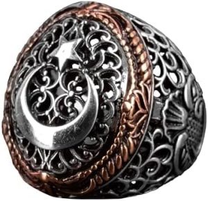 Gümüş Erkek Yüzük, Ay ve Yıldız Yüzüğü, Türk Barağı Yüzük - Görsel 1