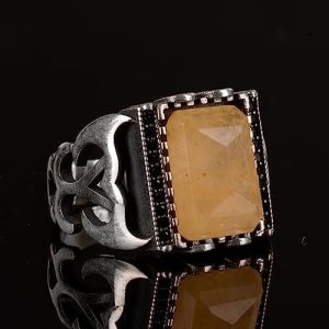 Gerçek Doğal Sarı Safir Taşlı Erkek Yüzük, Minimalist Yüzük, El Yapımı Yüzük, 925 Ayar Gümüş Yüzük - Görsel 6