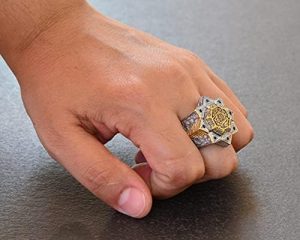 925 Ayar Gümüş Erkek Yüzük - David Yıldızı & Süleyman Mührü Tasarımlı Yüzük (Siyah Zirkon) - Görsel 5