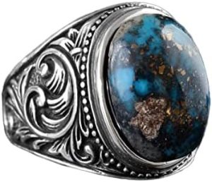 Gerçek Doğal Taş Yüzük, 925 Ayar Gümüş Yüzük (Turkuaz) - Görsel 1